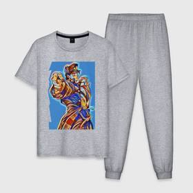 Мужская пижама хлопок с принтом Дзётаро Кудзё   главный персонаж в Курске, 100% хлопок | брюки и футболка прямого кроя, без карманов, на брюках мягкая резинка на поясе и по низу штанин
 | 