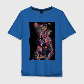 Мужская футболка хлопок Oversize с принтом Джолин Куджо   glitch   night в Новосибирске, 100% хлопок | свободный крой, круглый ворот, “спинка” длиннее передней части | Тематика изображения на принте: 