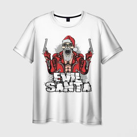 Мужская футболка 3D с принтом Злой Санта в Санкт-Петербурге, 100% полиэфир | прямой крой, круглый вырез горловины, длина до линии бедер | 