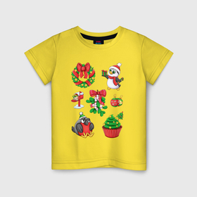 Детская футболка хлопок с принтом Милый Новый Год в Курске, 100% хлопок | круглый вырез горловины, полуприлегающий силуэт, длина до линии бедер | 