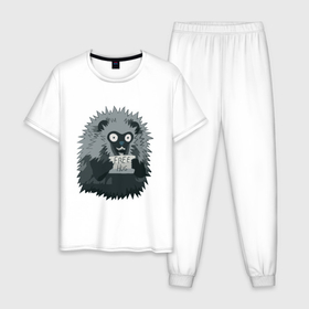 Мужская пижама хлопок с принтом Для любителей обнимашек в Тюмени, 100% хлопок | брюки и футболка прямого кроя, без карманов, на брюках мягкая резинка на поясе и по низу штанин
 | 