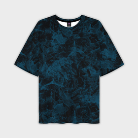 Мужская футболка oversize 3D с принтом Синий и черный мраморный узор в Кировске,  |  | Тематика изображения на принте: 