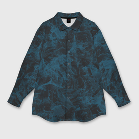 Мужская рубашка oversize 3D с принтом Синий и черный мраморный узор в Кировске,  |  | Тематика изображения на принте: 
