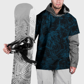 Накидка на куртку 3D с принтом Синий и черный мраморный узор в Курске, 100% полиэстер |  | 