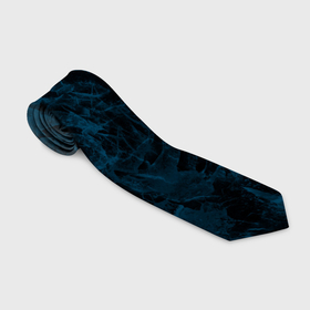 Галстук 3D с принтом Синий и черный мраморный узор в Курске, 100% полиэстер | Длина 148 см; Плотность 150-180 г/м2 | 