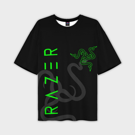 Мужская футболка OVERSIZE 3D с принтом Razer logo в Екатеринбурге,  |  | Тематика изображения на принте: 