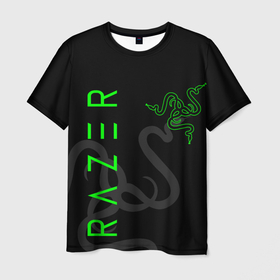 Мужская футболка 3D с принтом Razer logo в Тюмени, 100% полиэфир | прямой крой, круглый вырез горловины, длина до линии бедер | 
