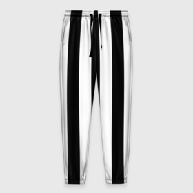 Мужские брюки 3D с принтом Черно белый узор в полоску в Кировске, 100% полиэстер | манжеты по низу, эластичный пояс регулируется шнурком, по бокам два кармана без застежек, внутренняя часть кармана из мелкой сетки | 