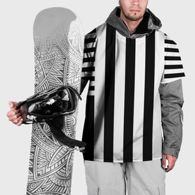 Накидка на куртку 3D с принтом Черно белый узор в полоску в Курске, 100% полиэстер |  | 