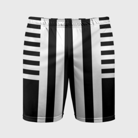 Мужские шорты спортивные с принтом Черно белый узор в полоску в Кировске,  |  | 