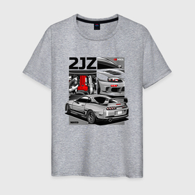 Мужская футболка хлопок с принтом Toyota Supra mk4 2JZ в Курске, 100% хлопок | прямой крой, круглый вырез горловины, длина до линии бедер, слегка спущенное плечо. | 