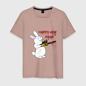 Мужская футболка хлопок с принтом Злой кролик 2023 в Тюмени, 100% хлопок | прямой крой, круглый вырез горловины, длина до линии бедер, слегка спущенное плечо. | 