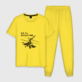 Мужская пижама хлопок с принтом ка 52 Аллигатор в Кировске, 100% хлопок | брюки и футболка прямого кроя, без карманов, на брюках мягкая резинка на поясе и по низу штанин
 | 