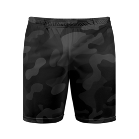 Мужские шорты спортивные с принтом Черный ночной камуфляж ,  |  | Тематика изображения на принте: 
