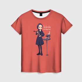 Женская футболка 3D с принтом Уэнсдей Семейка Аддамс Арты в Екатеринбурге, 100% полиэфир ( синтетическое хлопкоподобное полотно) | прямой крой, круглый вырез горловины, длина до линии бедер | 