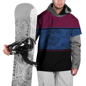 Накидка на куртку 3D с принтом Бордовый, синий мраморный и черный полосы , 100% полиэстер |  | Тематика изображения на принте: 