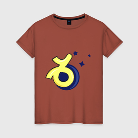 Женская футболка хлопок с принтом Знак Козерог в Тюмени, 100% хлопок | прямой крой, круглый вырез горловины, длина до линии бедер, слегка спущенное плечо | 