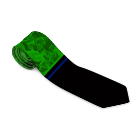 Галстук 3D с принтом Синие, неоновые зеленые мраморные и черные полосы в Кировске, 100% полиэстер | Длина 148 см; Плотность 150-180 г/м2 | Тематика изображения на принте: 