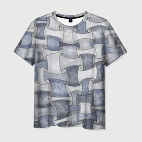 Мужская футболка 3D с принтом Джинсовый паттерн , 100% полиэфир | прямой крой, круглый вырез горловины, длина до линии бедер | 
