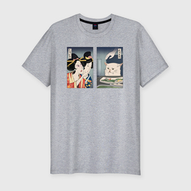 Мужская футболка хлопок Slim с принтом Мем в японском стиле в Санкт-Петербурге, 92% хлопок, 8% лайкра | приталенный силуэт, круглый вырез ворота, длина до линии бедра, короткий рукав | 