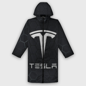 Мужской дождевик 3D с принтом Tesla логотип   матовое стекло ,  |  | Тематика изображения на принте: 