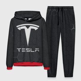 Мужской костюм с толстовкой 3D с принтом Tesla логотип   матовое стекло ,  |  | Тематика изображения на принте: 