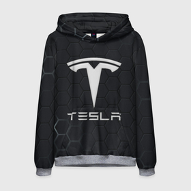 Мужская толстовка 3D с принтом Tesla логотип   матовое стекло в Тюмени, 100% полиэстер | двухслойный капюшон со шнурком для регулировки, мягкие манжеты на рукавах и по низу толстовки, спереди карман-кенгуру с мягким внутренним слоем. | 