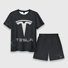 Мужской костюм с шортами 3D с принтом Tesla логотип   матовое стекло в Петрозаводске,  |  | Тематика изображения на принте: 