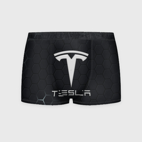 Мужские трусы 3D с принтом Tesla логотип   матовое стекло в Белгороде, 50% хлопок, 50% полиэстер | классическая посадка, на поясе мягкая тканевая резинка | Тематика изображения на принте: 
