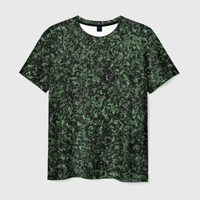 Мужская футболка 3D с принтом Черный и зеленый камуфляжный в Кировске, 100% полиэфир | прямой крой, круглый вырез горловины, длина до линии бедер | 
