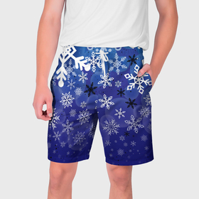 Мужские шорты 3D с принтом Сказочный снегопад в Курске,  полиэстер 100% | прямой крой, два кармана без застежек по бокам. Мягкая трикотажная резинка на поясе, внутри которой широкие завязки. Длина чуть выше колен | 