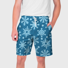 Мужские шорты 3D с принтом Blue snow в Курске,  полиэстер 100% | прямой крой, два кармана без застежек по бокам. Мягкая трикотажная резинка на поясе, внутри которой широкие завязки. Длина чуть выше колен | Тематика изображения на принте: 