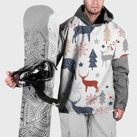 Накидка на куртку 3D с принтом Олени в новогоднем лесу в Петрозаводске, 100% полиэстер |  | Тематика изображения на принте: 