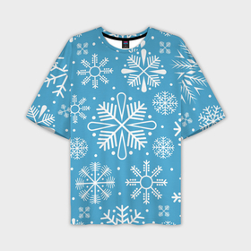 Мужская футболка oversize 3D с принтом Snow in blue в Екатеринбурге,  |  | Тематика изображения на принте: 