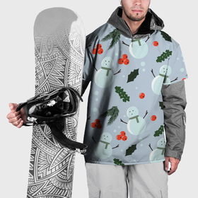 Накидка на куртку 3D с принтом Снеговики и ягодки в Тюмени, 100% полиэстер |  | 
