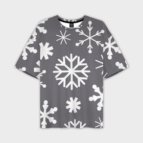 Мужская футболка oversize 3D с принтом Snow in grey в Кировске,  |  | Тематика изображения на принте: 