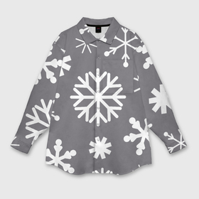 Мужская рубашка oversize 3D с принтом Snow in grey в Кировске,  |  | Тематика изображения на принте: 