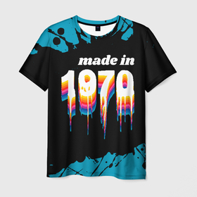 Мужская футболка 3D с принтом Made in 1970: liquid art в Кировске, 100% полиэфир | прямой крой, круглый вырез горловины, длина до линии бедер | 