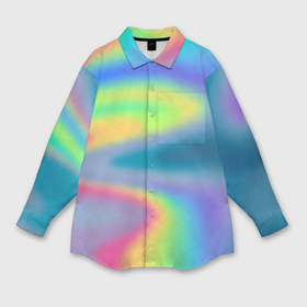 Мужская рубашка oversize 3D с принтом Разноцветные абстрактные полосы под стеклом в Курске,  |  | 