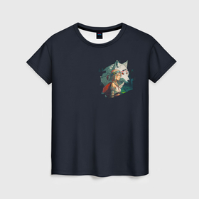 Женская футболка 3D с принтом Повелительница зверей и дочь волчицы в Екатеринбурге, 100% полиэфир ( синтетическое хлопкоподобное полотно) | прямой крой, круглый вырез горловины, длина до линии бедер | 