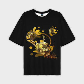Мужская футболка OVERSIZE 3D с принтом Золотой мир павлина ,  |  | 