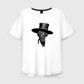 Мужская футболка хлопок Oversize с принтом The Monster in the hat в Тюмени, 100% хлопок | свободный крой, круглый ворот, “спинка” длиннее передней части | 