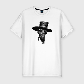 Мужская футболка хлопок Slim с принтом The Monster in the hat в Тюмени, 92% хлопок, 8% лайкра | приталенный силуэт, круглый вырез ворота, длина до линии бедра, короткий рукав | 