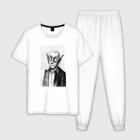 Мужская пижама хлопок с принтом Чудной вампир в Курске, 100% хлопок | брюки и футболка прямого кроя, без карманов, на брюках мягкая резинка на поясе и по низу штанин
 | 