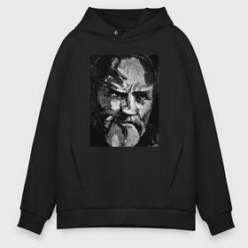 Мужское худи Oversize хлопок с принтом Масляный мужик в городе Новоалтайск, френч-терри — 70% хлопок, 30% полиэстер. Мягкий теплый начес внутри —100% хлопок | боковые карманы, эластичные манжеты и нижняя кромка, капюшон на магнитной кнопке | 
