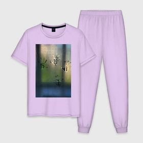 Мужская пижама хлопок с принтом Приветствие: hi в Тюмени, 100% хлопок | брюки и футболка прямого кроя, без карманов, на брюках мягкая резинка на поясе и по низу штанин
 | 