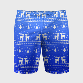 Мужские шорты спортивные с принтом Синий орнамент с оленями в Екатеринбурге,  |  | 