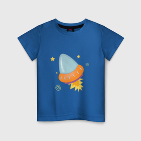 Детская футболка хлопок с принтом Космический корабль в Петрозаводске, 100% хлопок | круглый вырез горловины, полуприлегающий силуэт, длина до линии бедер | 