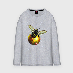 Мужской лонгслив oversize хлопок с принтом Пчелка на шаре в Белгороде,  |  | Тематика изображения на принте: 