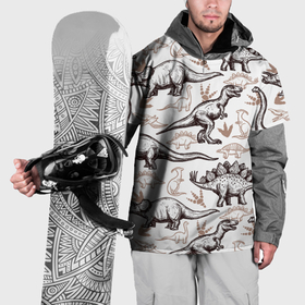 Накидка на куртку 3D с принтом Drawn dinosaurs steps в Санкт-Петербурге, 100% полиэстер |  | Тематика изображения на принте: 